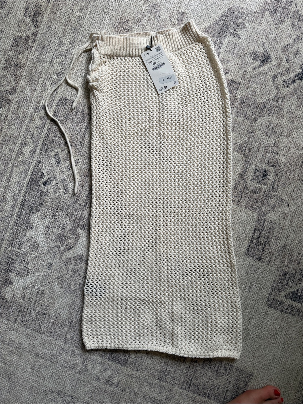 Zara Cream Knit Swim Coverup Skirt